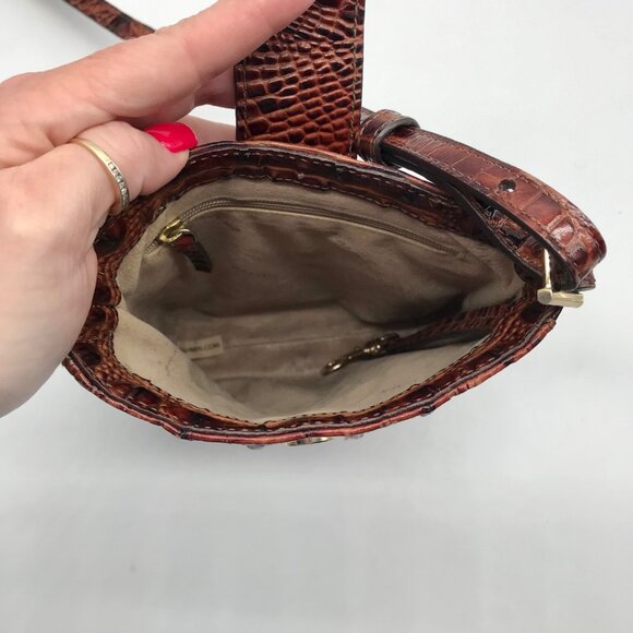 Brahmin Pecan Croc Embossed Leather Marley Crossbody Bag - Picture 10 of 10
